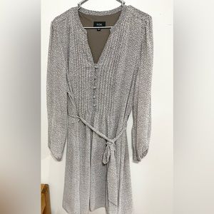 MSK Women's Fall Brown & Cream Print Long Sleeve Dress Size 16